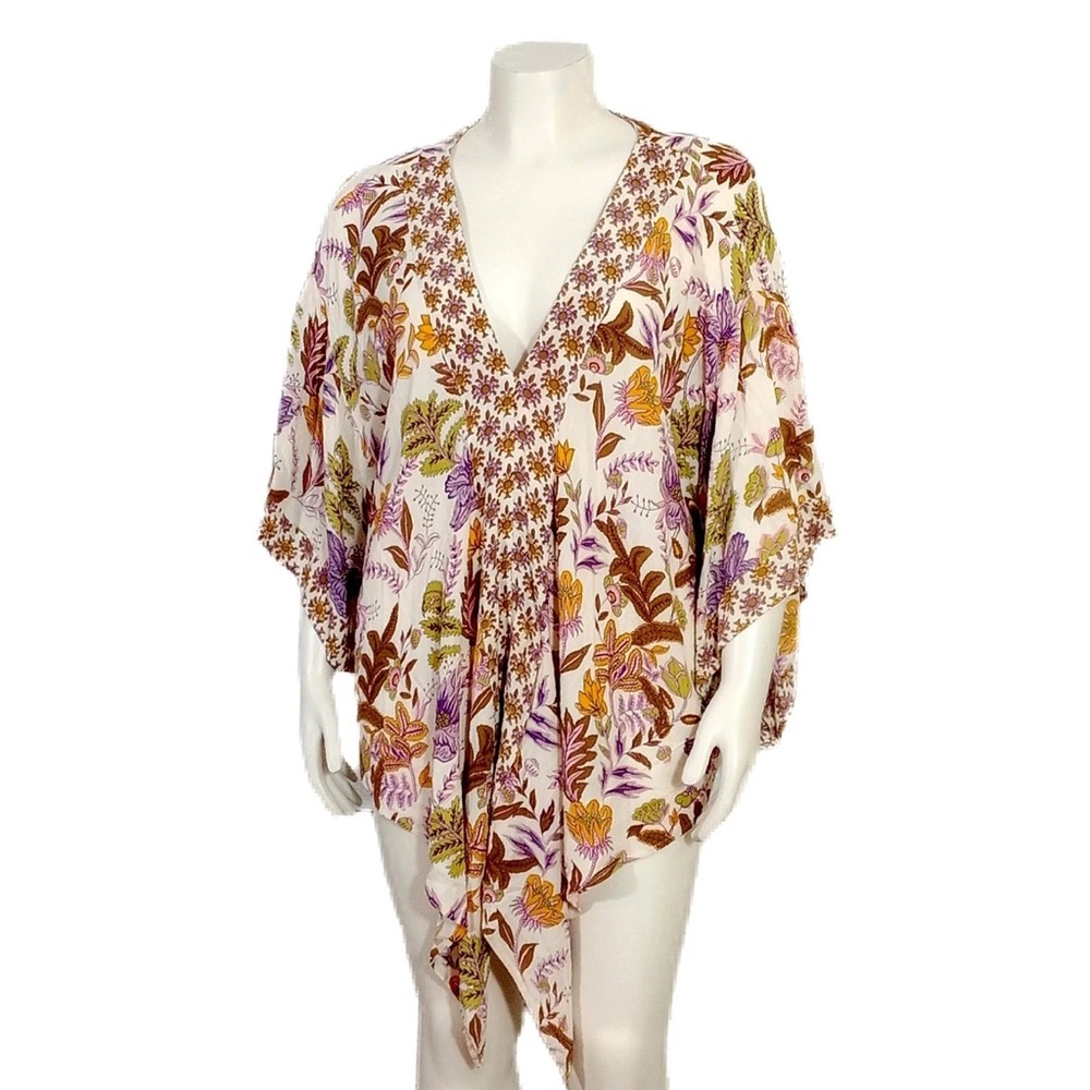 She & Sky Boho Tie-Front Starburst & Floral-Print Blouse - Picture 3 of 9